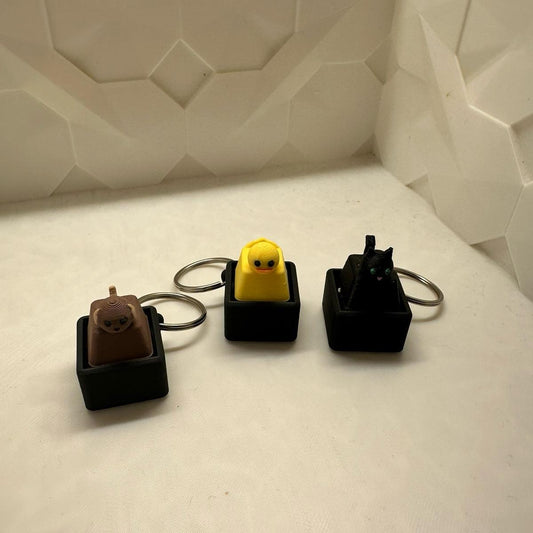 Keycap Keyrings - Duck, Cat and Dog